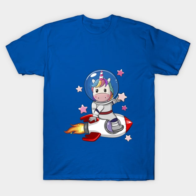 Unicorn Astronaut T-Shirt by Reginast777